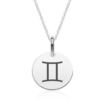 Colgante de plata zodíaco Géminis con grabado - 2161