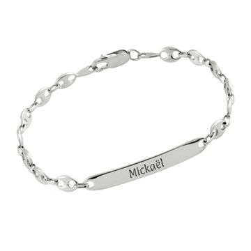 Pulsera de identidad de plata con grabado - 2836