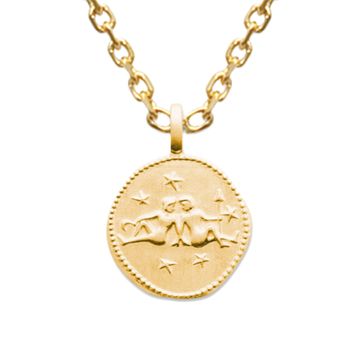 Zodíaco Géminis chapado en oro con grabado - 2677