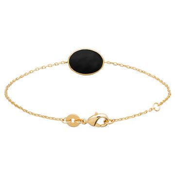Pulsera chapada en oro con disco negro - 2807