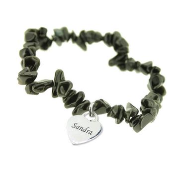 Pulsera de obsidiana con colgante plateado - 1237