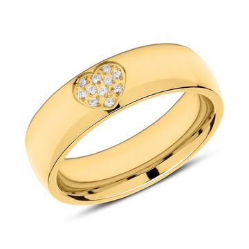 Anillo dorado corazón circonita con grabado - 2224
