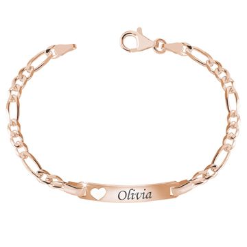  Pulsera Figaro chapada en oro rosa con grabado - 1807