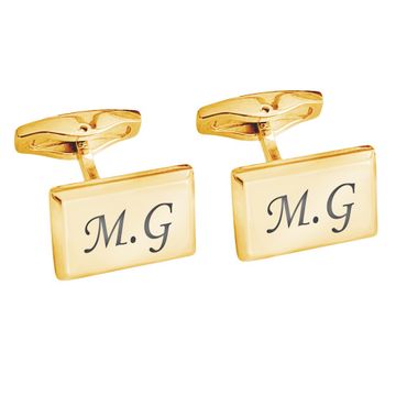 Gemelos acero dorado con grabado - 2933