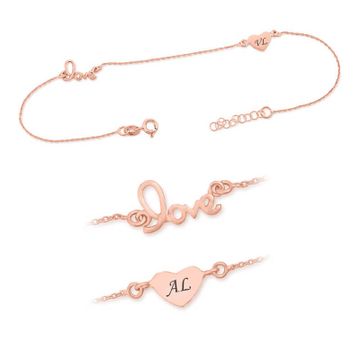 Pulsera de tobillo plata rosada con grabado – 2181