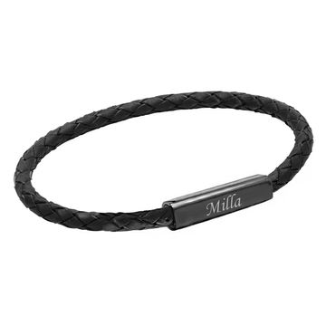 Pulsera de cuero trenzado con cierre grabable- 2663