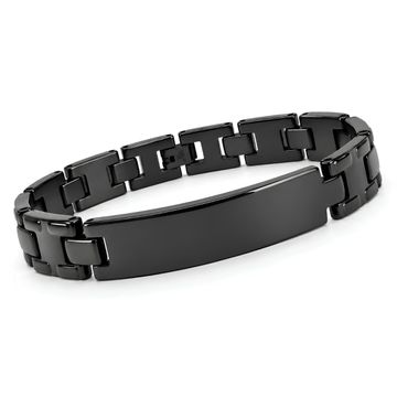 Brazalete de acero inoxidable negro con grabado - 1101
