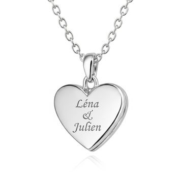 Medallón de corazón de plata personalizado - 2943