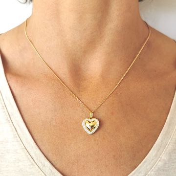 Colgante corazón de plata dorada con circonita - 2894