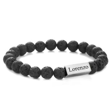 Pulsera de piedra de lava con grabado - 2569