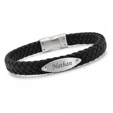 Pulsera de cuero trenzado personalizable  - 2369