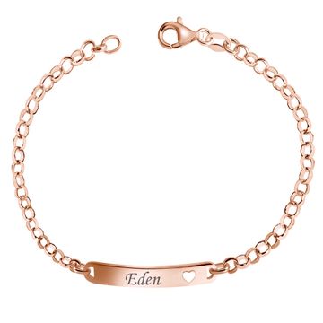 Pulsera chapada en oro rosa con corazón estampado - 2924