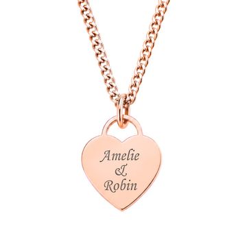 Colgante corazón de acero rosado personalizado  - 2968