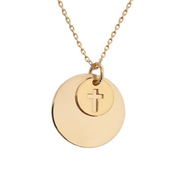 Collar con medalla en forma de cruz chapada en oro - 2587