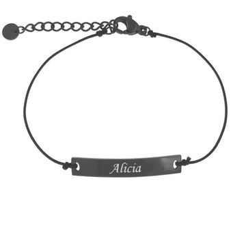 Pulsera de cordón con placa negra - 2138