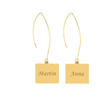 Pendientes cuadrados con grabado - 1905