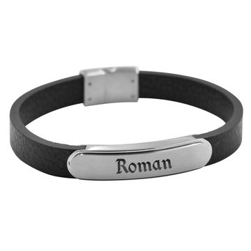 Pulsera de cuero con placa de identificación- 2539