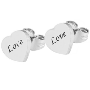 Pendientes de presión corazón con grabado - 2086