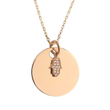 Collar de mano de Fátima chapado en oro personalizado - 2588
