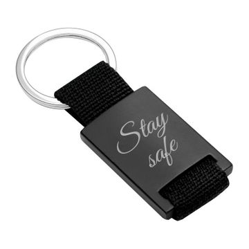 Llavero negro con placa grabada - 2501