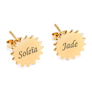 Pendientes de sol chapados en oro personalizados - 2956