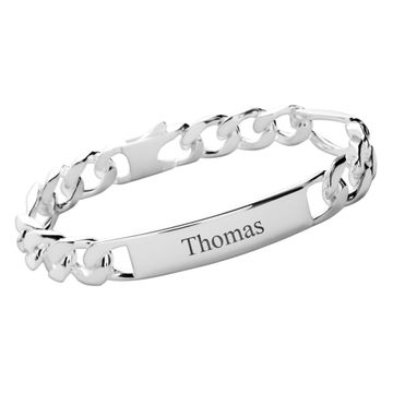 Pulsera Figaro de plata con grabado - 2775