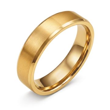 Anillo de acero dorado con grabado - 2959