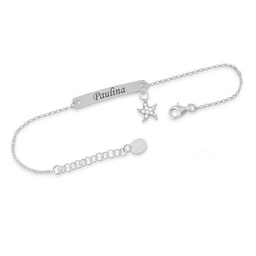 Esclava de plata estrella con grabado- 2314