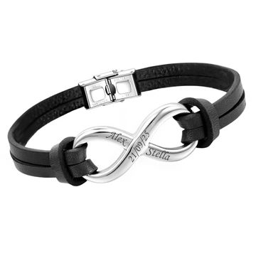 Pulsera infinito cuero grabado personalizado - 2949