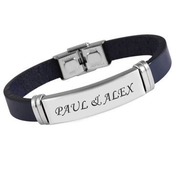 Pulsera de cuero con placa personalizable - 1845