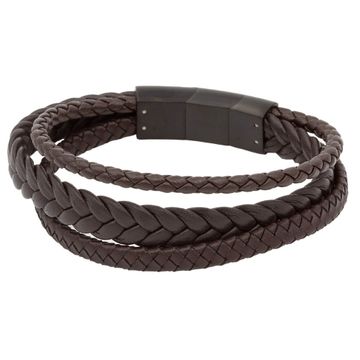 Pulsera de cuero marrón con grabado 2298