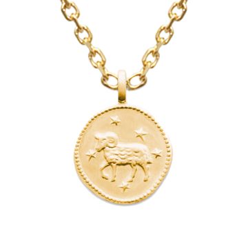 Signo del Zodiaco Aries chapado en oro con grabado - 2675