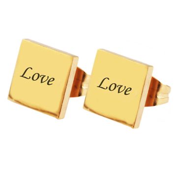 Pendientes de presión dorados con grabado - 2088