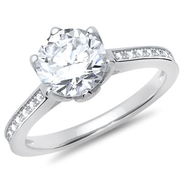 Anillo circonita plata con grabado - 1388