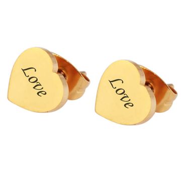 Pendientes de presión corazón con grabado - 2089