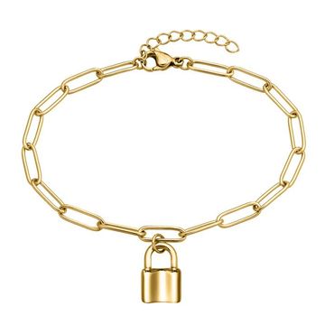 Pulsera Love Lock acero dorado con grabado - 2620
