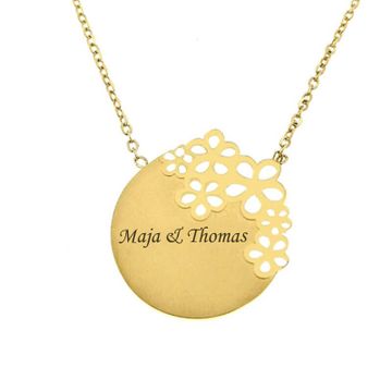 Colgante de flores con grabado - 2144