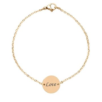 Pulsera redonda de oro con grabado - 2458