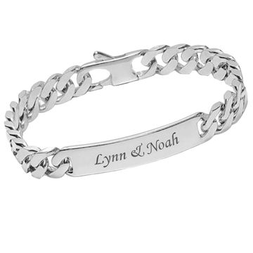 Pulsera de eslabones de plata con grabado 10 mm  - 2774 