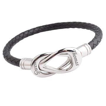 Pulsera Infinito de cuero negro personalizable - 2202