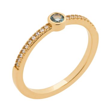 Anillo chapado en oro con circonita azul - 2725