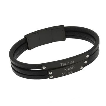 Pulsera de cuero con tres correas personalizables - 2367