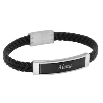 Pulsera de cuero con placa grabada - 2505