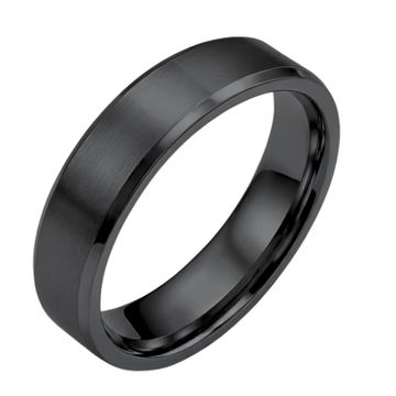 Anillo acero negro con grabado - 2935
