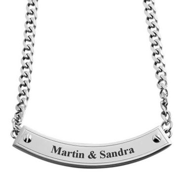 Collar de acero inoxidable con placa personalizable - 1834