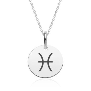 Colgante de plata zodíaco Piscis con grabado - 2170