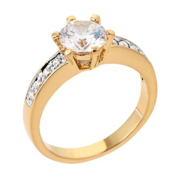 Anillo de compromiso chapado en oro con circonita - 2718