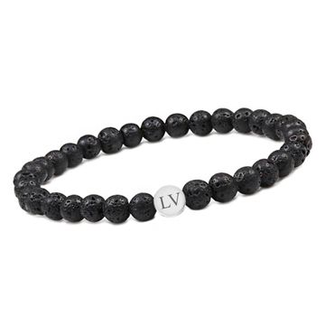 Pulsera de perlas de piedra de lava con grabado - 2692