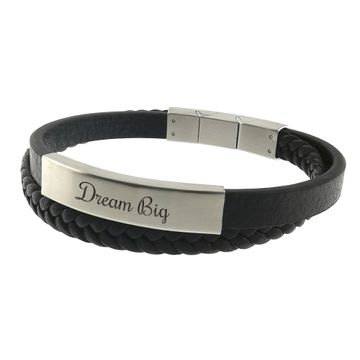 Pulsera de cuero negro personalizable - 2401