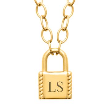 Collar chapado en oro con candado - 2777